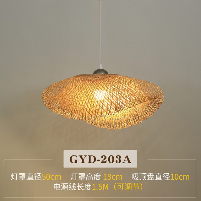 Chinese Creative Bamboo Chandelier Restaurant Lighting Japanese Zen Straw Hat Hanglamp House Decorative Bird's Led Lighting E27