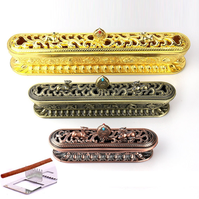 The Antique Copper Incense Burner Handmade Zen Buddhist Tearoom Ornament for Home Decor Incense Sticks Holder Metal