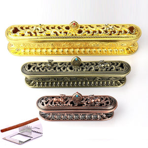 The Antique Copper Incense Burner Handmade Zen Buddhist Tearoom Ornament for Home Decor Incense Sticks Holder Metal