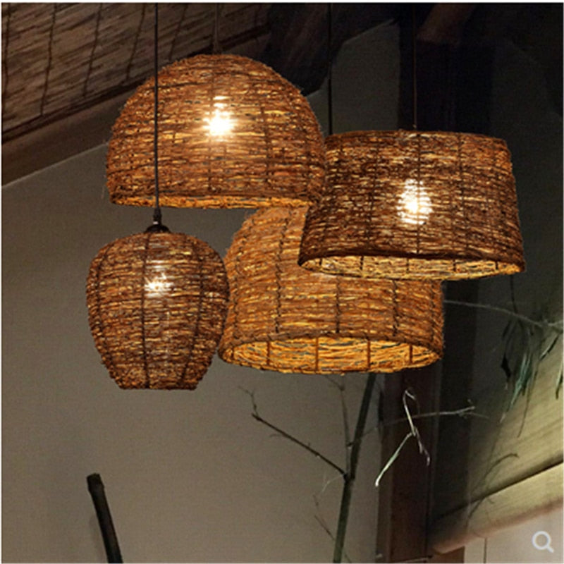 Hand-woven rattan chandelier creative personality B&B Inn light Zen tea room retro chandelier ZP4201349