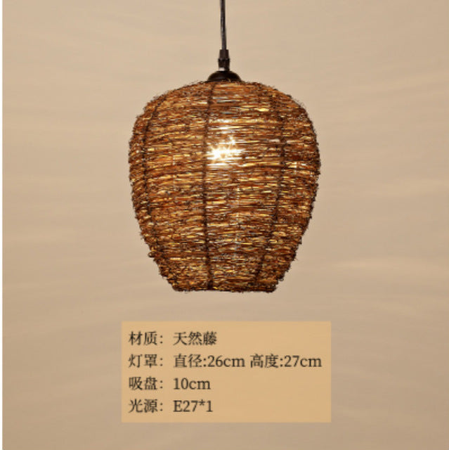 Hand-woven rattan chandelier creative personality B&B Inn light Zen tea room retro chandelier ZP4201349