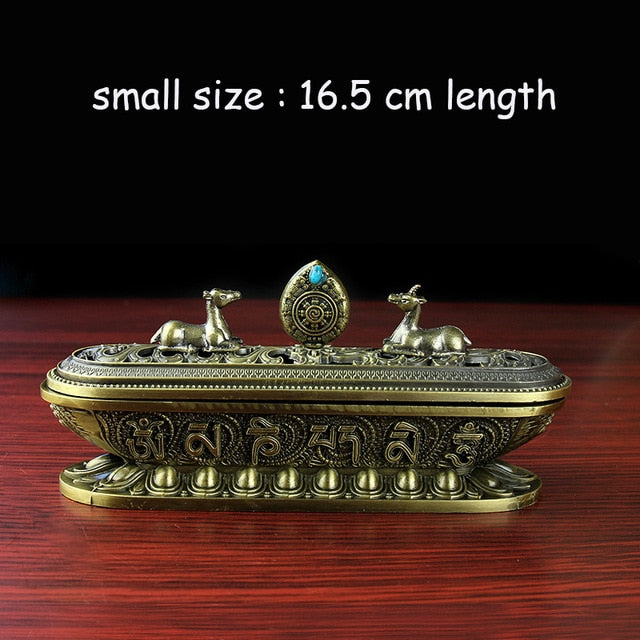 The Antique Copper Incense Burner Handmade Zen Buddhist Tearoom Ornament for Home Decor Incense Sticks Holder Metal