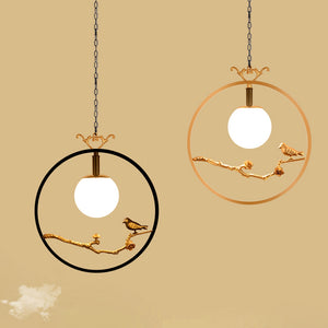 New Chinese dining Pendant lights flower and bird branches simple living room hotel bedroom study Zen Chinese style lighting