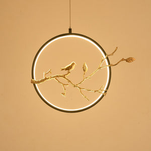 New Chinese dining Pendant lights flower and bird branches simple living room hotel bedroom study Zen Chinese style lighting