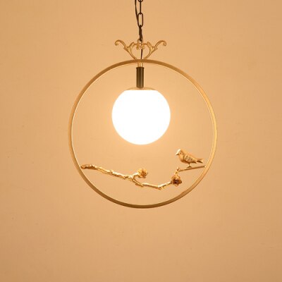 New Chinese dining Pendant lights flower and bird branches simple living room hotel bedroom study Zen Chinese style lighting