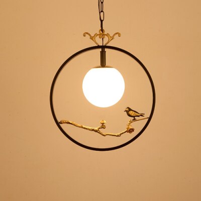 New Chinese dining Pendant lights flower and bird branches simple living room hotel bedroom study Zen Chinese style lighting