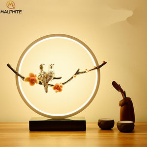 Plum Bird Zen Buddhism Decoration LED table lamp Home Decorations Living room Bedroom bedside lamp Home Deco lighting fixtures