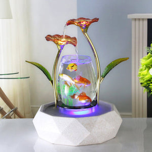 Tabletop Water Feature Lotus Fountain Waterfall Cascade Indoor Decoration Aquarium Zen Humidifier Meditation LED light fish tank